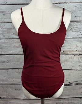 Primark Bodysuit Stretchy Ribbed w Cami Straps Burgundy-10 - $13 - From Rene