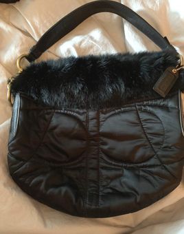 coach purse with fur trim