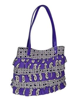 Vera Bradley RUFFLE HANDBAG Simply Violet Cha Cha Purple Paisley