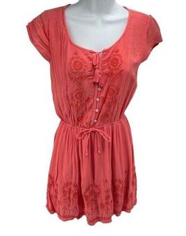 Womens Hollister Tie Front Short Sleeve Floral Top In Coral