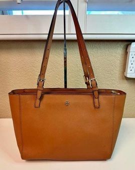 Tory Burch Orange York Buckle Leather Tote Bag