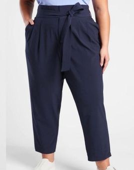 Athleta Skyline High Rise Belted Pant II Navy Blue Straight Leg Paper Bag  Waist Size 18 - $49 - From Michelle