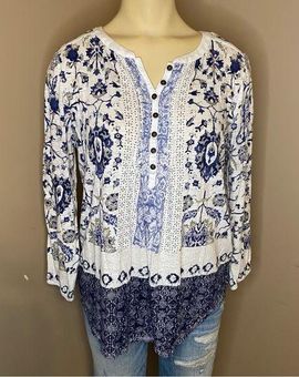 Lucky Brand Blouse, 3/4 Length Sleeves