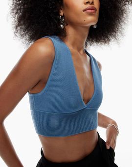 Aritzia Babaton Sculpt Knit Deep V Tank In Limited Edition Color Flagstone  Blue - $25 - From Tyler