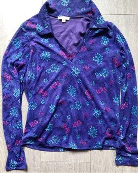Sarah Kent Purple Floral Fleece Sweater Size M - $8 - From Miracle