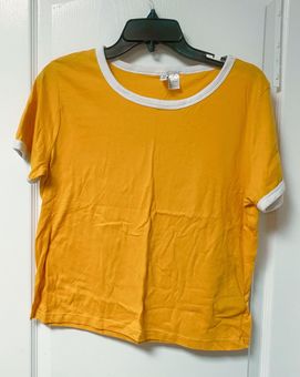 H\u0026M Mustard Yellow White Indie Ringer 