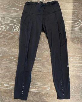 Lululemon Fast & Free 7/8 Tight II Black Leggings Reflective 25