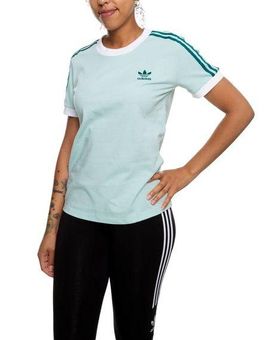 Adidas Originals Adicolor 3 $32 Logo Shirt Crew From - - Neck Stripes T Green Pullover Pearl Large