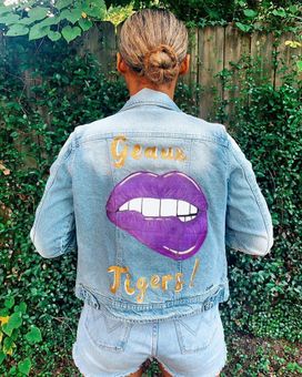 lsu painted jean jacket