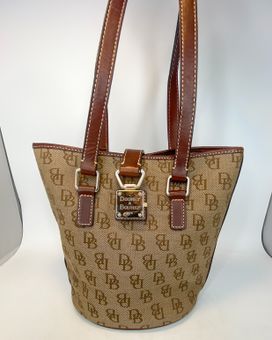 Buy the Dooney Bourke Brown Signature Canvas Tote Bag