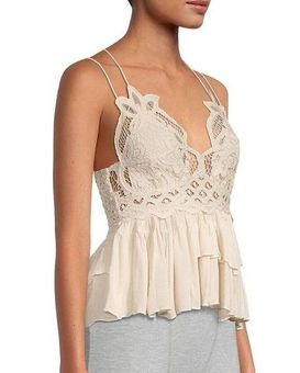 Free People Adella White Cami Bohemian Boho Lace Ruffled Tank Top