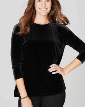 J.Jill Velvet Velour Black Top Long Sleeve Size L - $46 - From Sinead