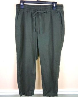 J.Crew Women's Linen Cotton Blend Olive Green Drawstring Waist Pants Size  12 - $38 - From Hannah