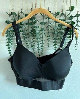 Rhonda Shear black Molded Cup Bra with Cross Back Mesh Detail XL