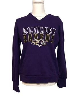 Baltimore Ravens Womens Crop Top Hoodie Long Sleeve Pullover Cropped  Sweatshirt