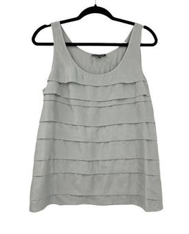 Eileen Fisher Womens Size Medium Tank Top Silk Habutai Layered Moon Gray  Ruffle - $60 - From Lexi