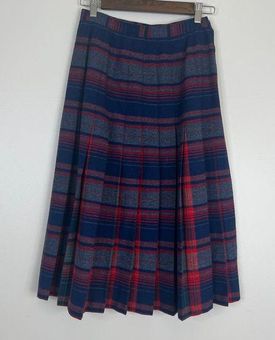 Tartan Plaid Virgin Wool Kilt Midi Skirt