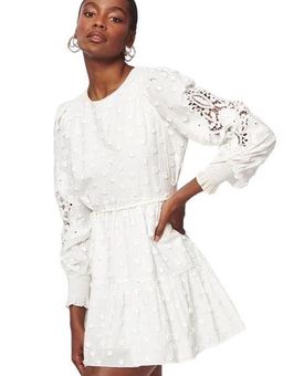 Cami NYC Carolina Floral Applique White Long Sleeve Mini Dress