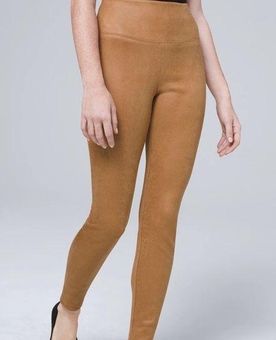 White House  Black Market WHBM Runway Ponte Leggings Faux Suede High Rise  Tan Pull On Stretchy Size 00 - $35 - From Julie