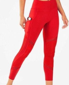 Fabletics Anywhere Motion 365 Moto 7/8 Leggings Red Color Leg Pockets XXS ~  - $23 - From Pamela