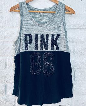 PINK - Victoria's Secret Pink Victoria secret brand bling tank top. size L  Has black sequins with logo and the numbers 86. Size L - $18 - From Ada