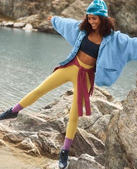 Free People 🆕 NWOT Movement  Happiness Runs Ultra High Rise Ribbed  Leggings Yellow - $40 (42% Off Retail) - From Halcyon
