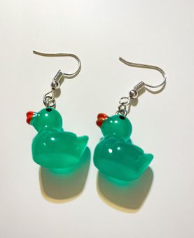 green rubber duckie earrings