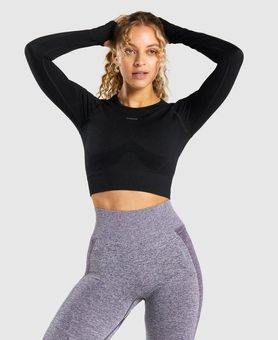 Gymshark Flex Sports Long Sleeve Crop Top Black - $20 (50% Off