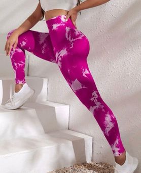 Mooslover Hot Pink Grey High Waist Tie Dye Leggings - $24 (40% Off