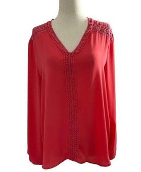 Ann Taylor Women Size Medium Pink Long Sleeve Casual Shirt Top 16