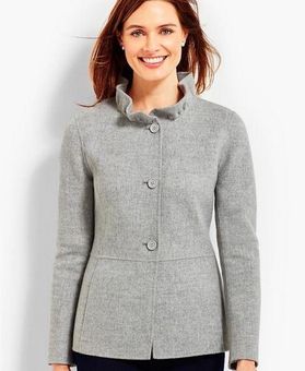 Talbots BLACK Ruffle Neck Double Faced Wool Jacket 10 Medium - $71 - From  Marie