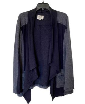 Lucky Brand Lucky Lotus Navy Waterfall Open Front Cardigan Size Medium -  $18 - From TS