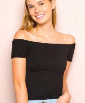 Brandy Melville Black Off the Shoulder Top