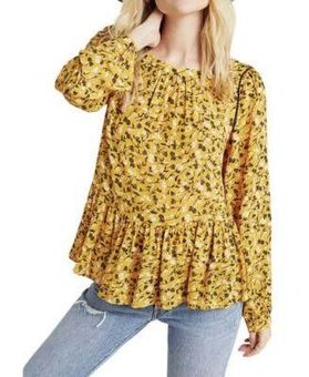Mustard and White Ditsy Floral Print Top