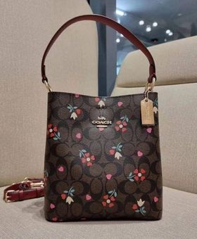 Coach Small Town Bucket Bag in Signature Canvas with Heart Petal Print