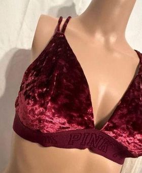 Lovely Velvet And Lace Bralette in Maroon