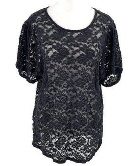 Torrid Sheer Stretch Lace Puff Short Sleeve Blouse Top Whimsigoth Black  size 2X - $25 - From Melissa