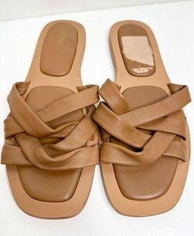 Crevo Sandals Womens Size 8.5 Brown Leather Slip On Slides 35