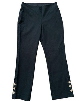 Soft Surroundings Stretch Wood Button Pull On Ankle Pants Black