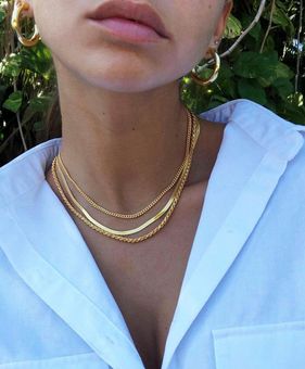 Gold Herringbone Necklace for Women, Dainty Gold Necklace 14k Gold