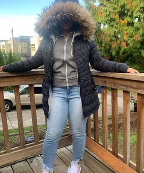 bebe long puffer coat