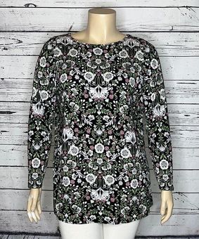 J.Jill Wearever Collection Size XL Floral Print Rayon Knit Tunic Top