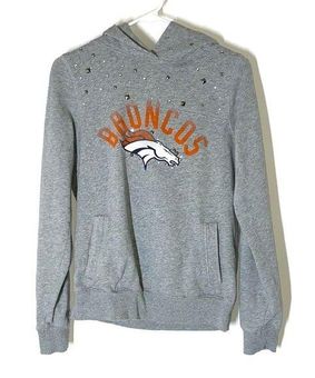 Men's Antigua White Denver Broncos Logo Victory Pullover Hoodie