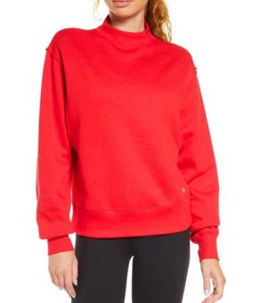 Alo Yoga Freestyle Sweatshirt Mock Neck Cotton Blend Pullover Red