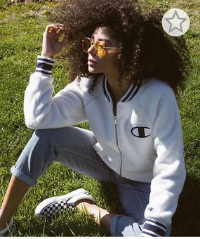 Champion Cream Sherpa Bomber Varsity 