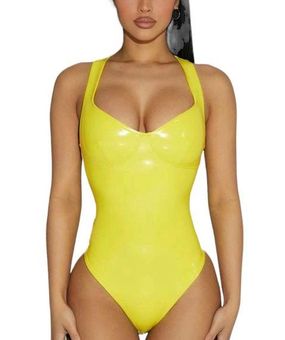 Naked Wardrobe Extra Vinyl Bustier Bodysuit Yellow Size S NWT with flaw -  $58 New With Tags - From Kari