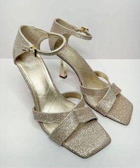 Franco Sarto Sandals Size 9 Gold Leather Ankle Strap Square Toe