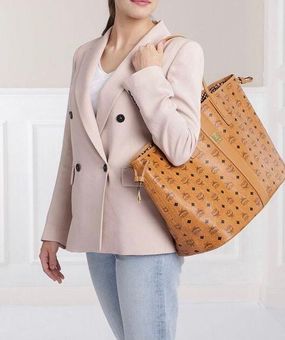 Tan & Black MCM Liz Reversible Tote Bag