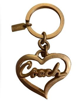 Keychain Heart w/ Coach Logo Brushed Gold Handbag Charm Retired RARE NWOT -  $40 - From Angela
