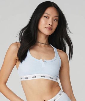 Icon Ribbed Henley Bra - White